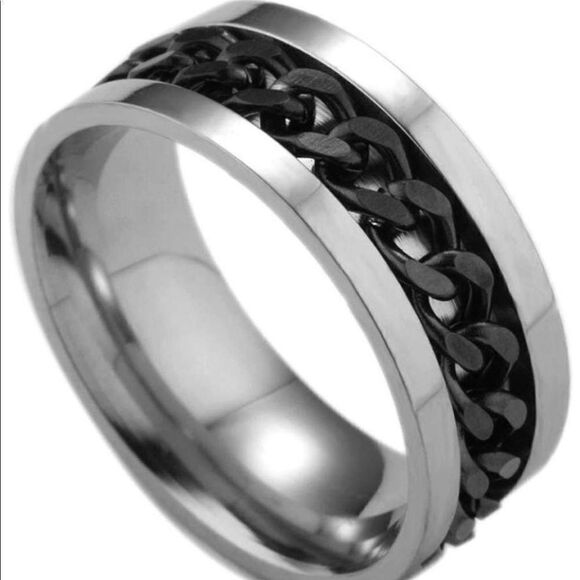 Titanium black chain full rotation ring - Picture 1 of 7